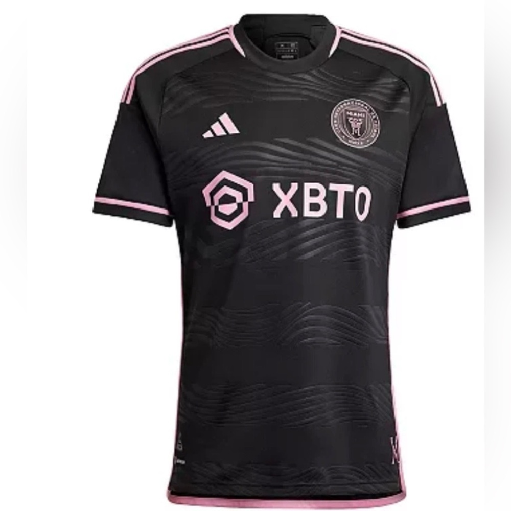adidas Black and Pink Messi #10 Club Soccer Jersey Mens Size L